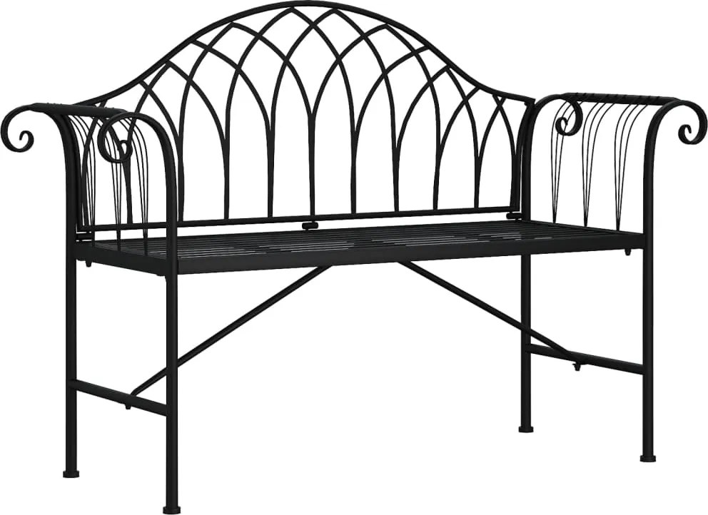 vidaXL Bancă de grădină cu 2 locuri, negru, 128 cm, oțel