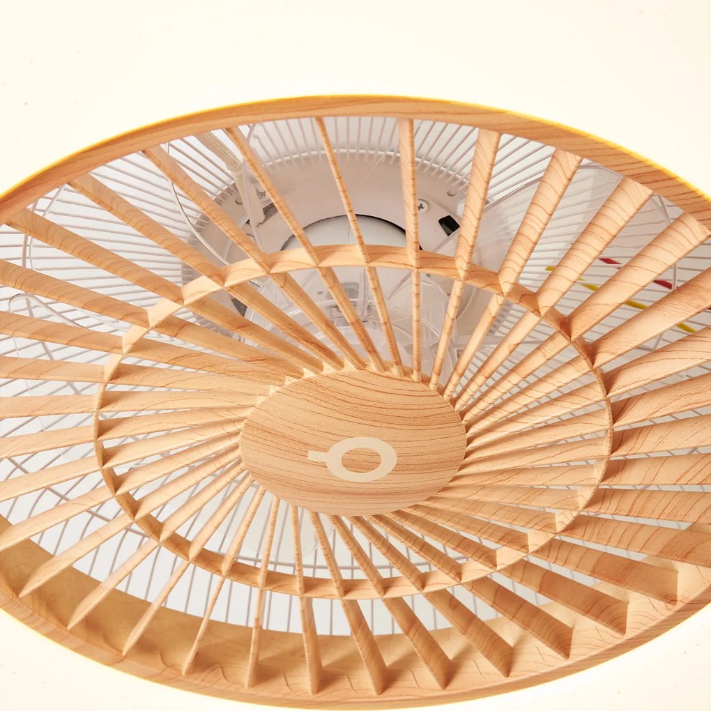Ventilator de tavan cu efect de lemn și efect de stele 60 cm, inclusiv LED reglabil cu telecomandă - Climo