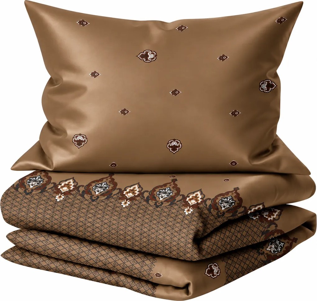 Lenjerie de pat din satin DALVINA maro Dimensiune lenjerie de pat: 70 x 90 cm | 140 x 200 cm