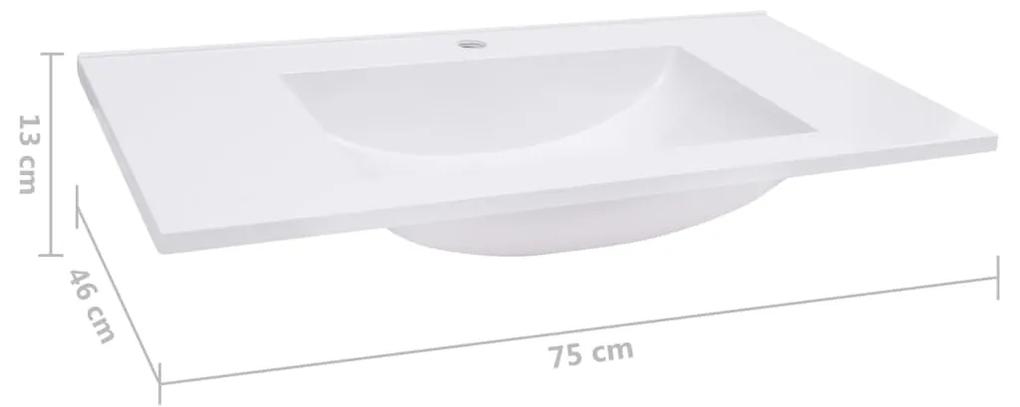 Chiuveta incorporata, alb, 750 x 460 x 130 mm, SMC 75 x 46 x 13 cm