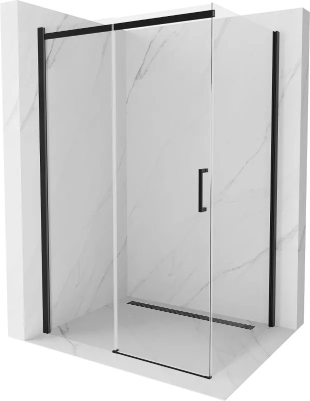 Mexen Omega cabină de duș glisantă 150 x 90 cm, transparentă, neagră - 825-150-090-70-00