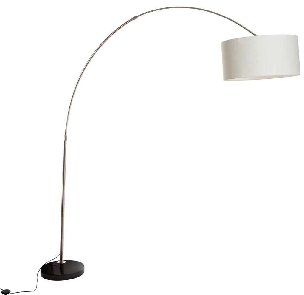 Lampă cu arc din oțel cu abajur din stofă albă 50 cm - XXL