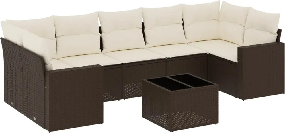 vidaXL Set canapele de grădină cu perne, 8 piese, maro, poliratan