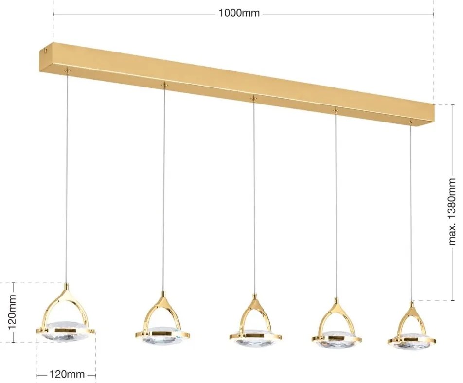 Lustra LED suspendata cu cristal K9 design lux MOON 5L