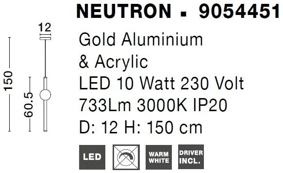 Pendul LED design modern Neutron auriu 12cm