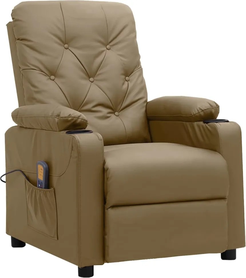 vidaXL Fotoliu de masaj rabatabil, cappuccino, piele ecologică