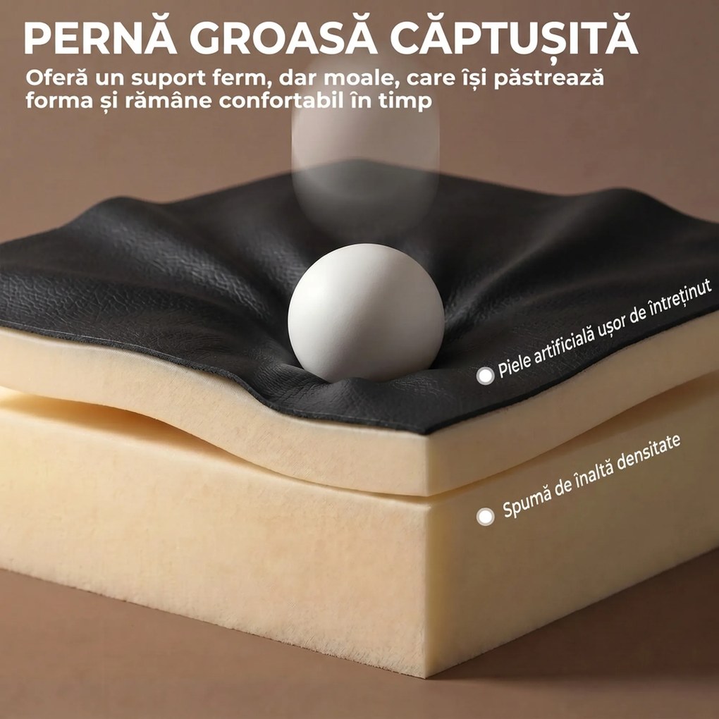 HOMCOM Scaun de birou ergonomic rotativ, rabatabil 165°, din piele ecologică PU, cu suport pentru picioare și înălțime reglabilă, negru | Aosom Romania