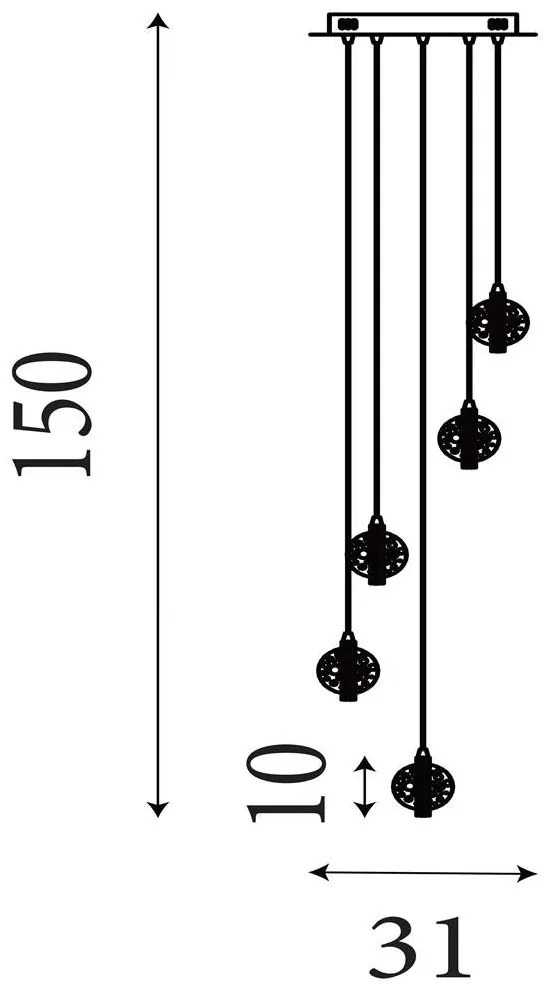 Lustra cu 5 pendule LED Quartz