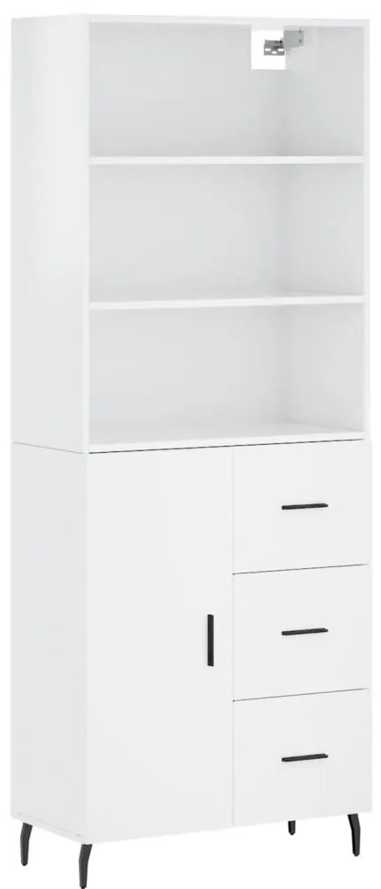 3189463 vidaXL Dulap înalt, alb extralucios, 69,5x34x180 cm, lemn compozit