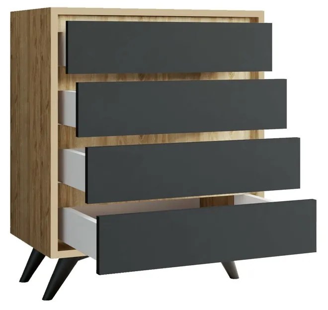 Comodă Suvera Oak and Anthracite