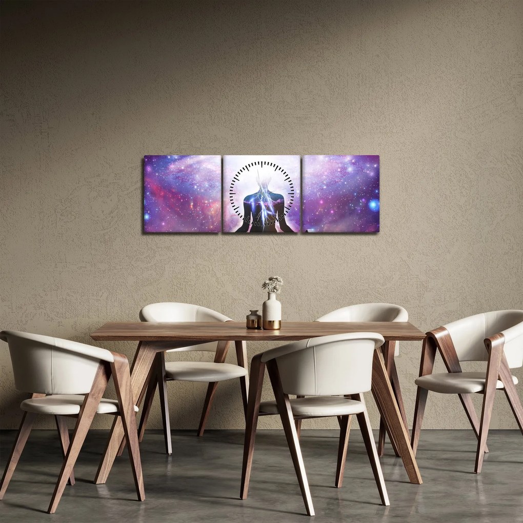 Tablou - Conexiune cu univers (cu ceas) (90x30 cm)