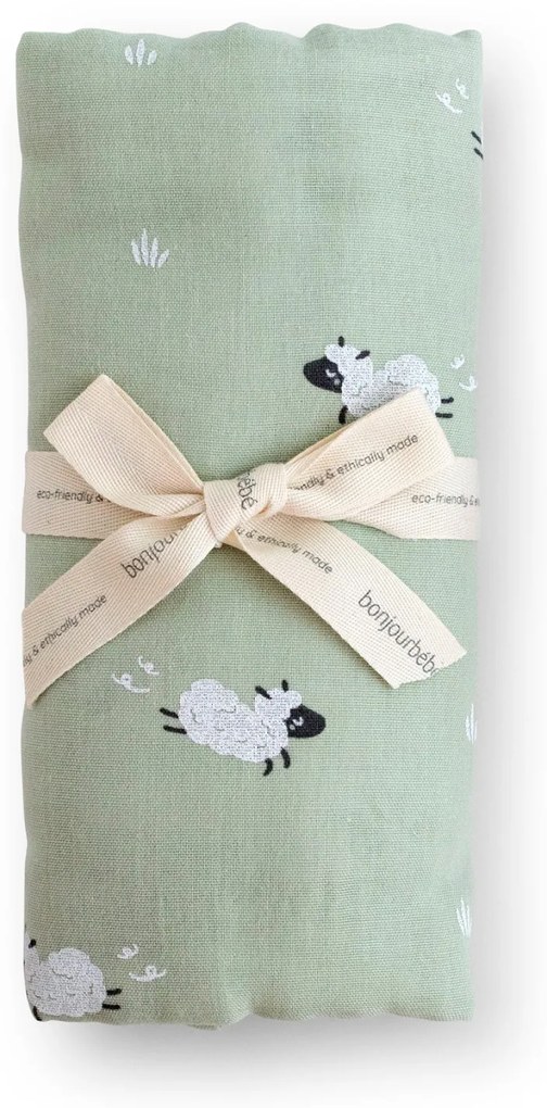 Muselina din bumbac si bambus, Scutec sau paturica multifunctionala, Funny Farm, 120 x 120 cm