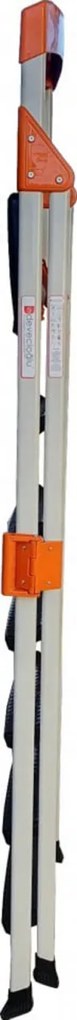 Scara dubla pliabila din aluminiu emailat HouseXL® Harbinger, Plianta, Maxim 155 kg, Trepte si platforma acoperite cu plastic anti-aderent, Picioare