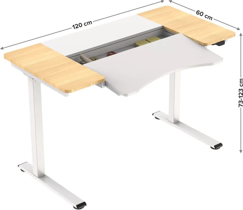 HALDEN birou cu reglare electrică a înălțimii, 120x60 cm alb-burlywood
