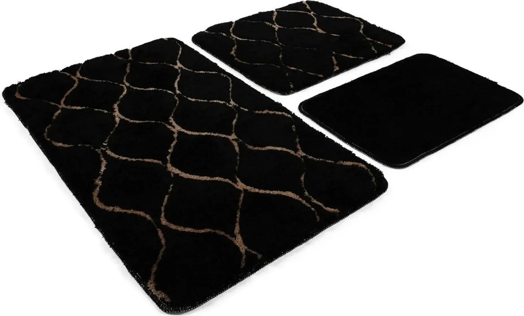 Set 3 covorase baie INFINITY, forma dreptunghiulara, acril, negru