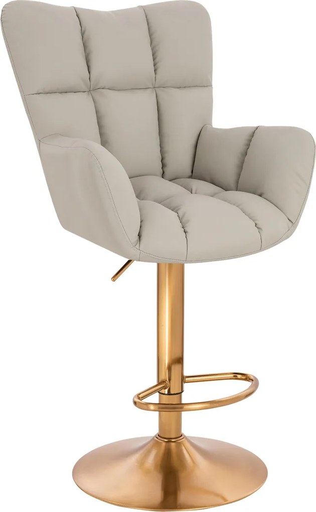 HR650W Scaun Ecru Piele Ecologica Premium Soft cu Bază Aurie