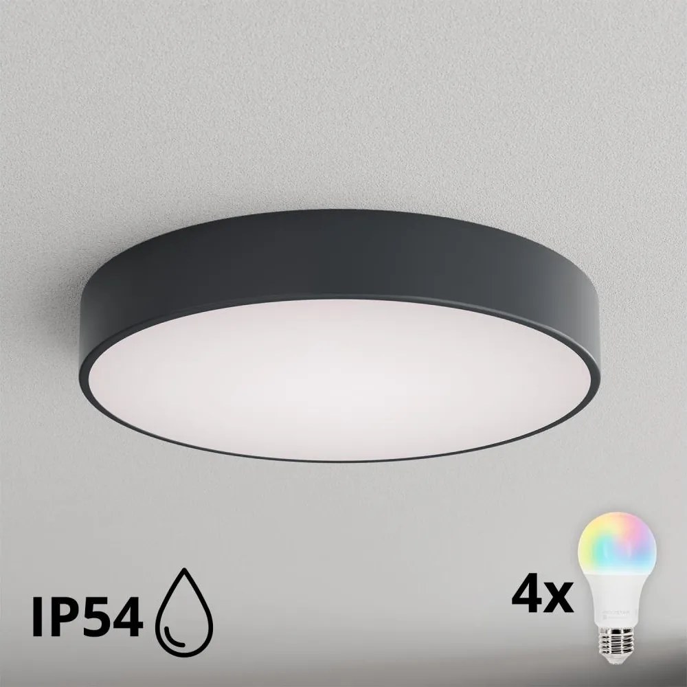 BRILAGI - LED RGBW Plafonieră pentru baie CLARE 4xE27/12W/230V Ø 50 cm antracit IP54