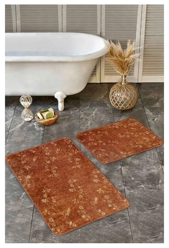 Covorașe de baie maro 2 buc. din catifea 60x100 cm – Mila Home