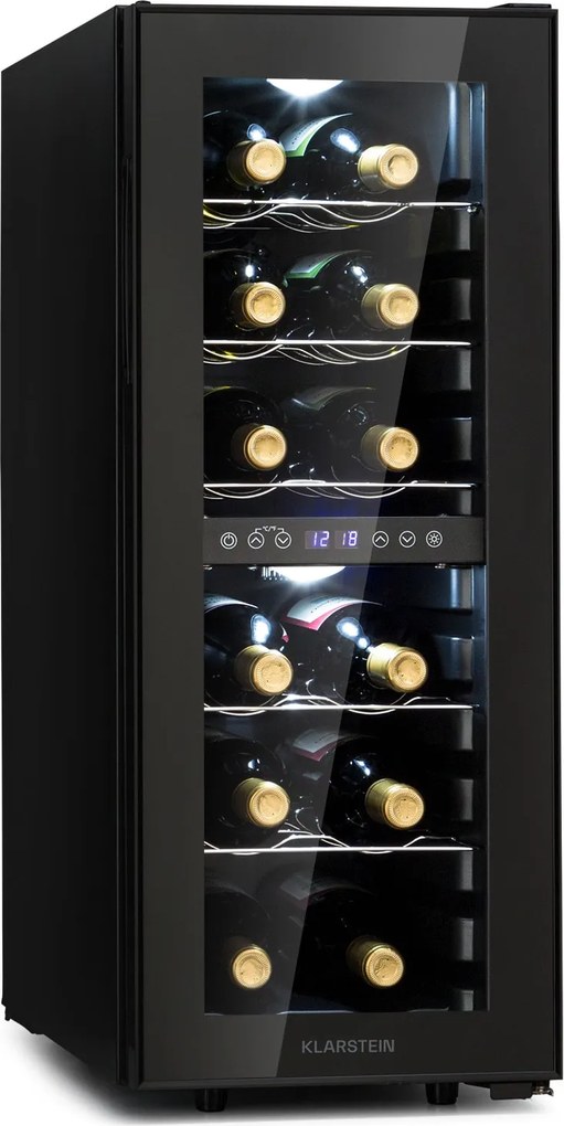 Klarstein Shiraz 12 Duo frigider de vin 2 zone 42L/12 sticle 5-12 / 12-18 °C Touch