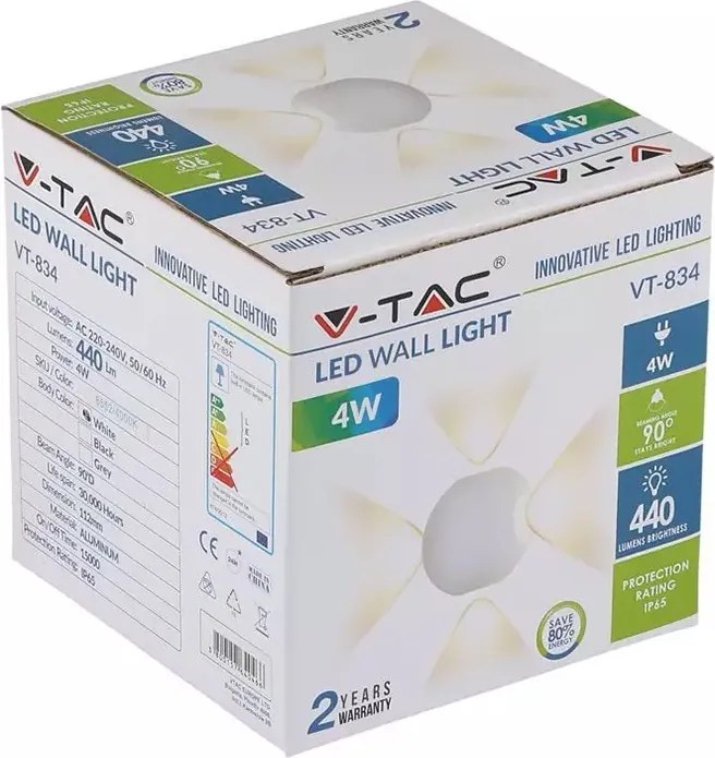 Lampa led perete 4w ip65 3000k alb cald