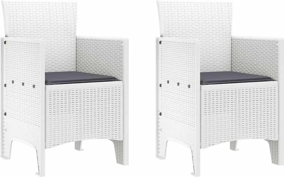 vidaXL Scaun pentru Grădină 2 pcs Alb Dimensiune: 53 x 49 x 85 cm