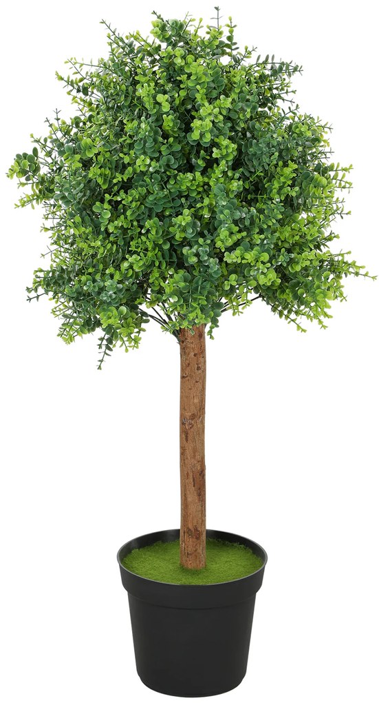 HOMCOM Plantă artificială Buxus 90cm, Plantă artificială în ghiveci de plastic pentru living | Aosom Romania