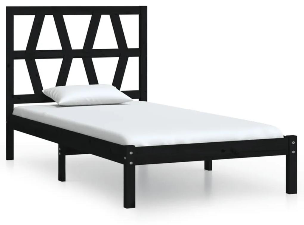 3103992 vidaXL Cadru de pat, 100x200 cm, negru, lemn masiv de pin