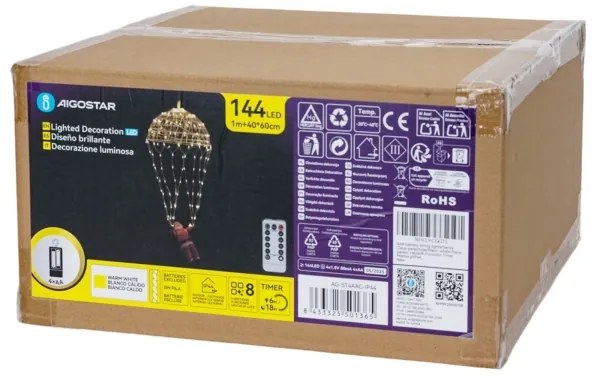 Aigostar - Decorațiune LED de exterior pentru Crăciun, 3xAA, IP44, Moș Crăciun