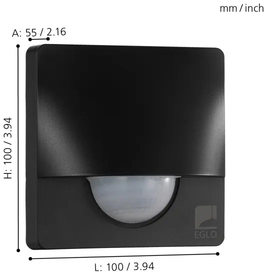 Eglo 97465 - Senzor de mișcare pentru exterior DETECT ME 3, 12 m, negru, IP44