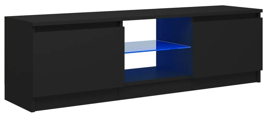 Comoda TV cu lumini LED, negru, 120x30x35,5 cm