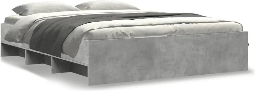 vidaXL Cadru de pat fără saltea Gri beton 160x200cm Lemn prelucrat