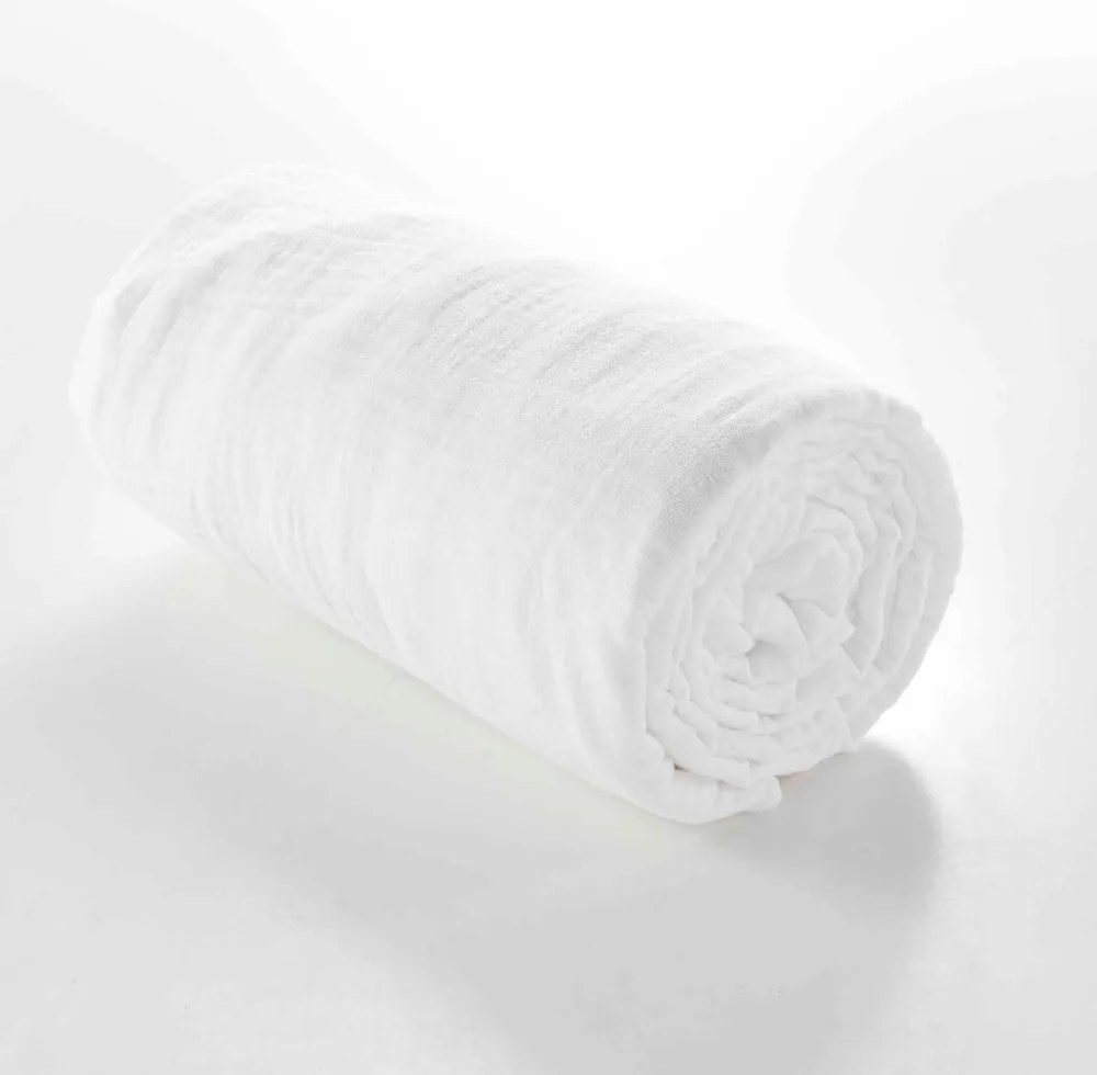 Cearceaf alb din muselină cu elastic 160x200 cm Angelia – douceur d'intérieur