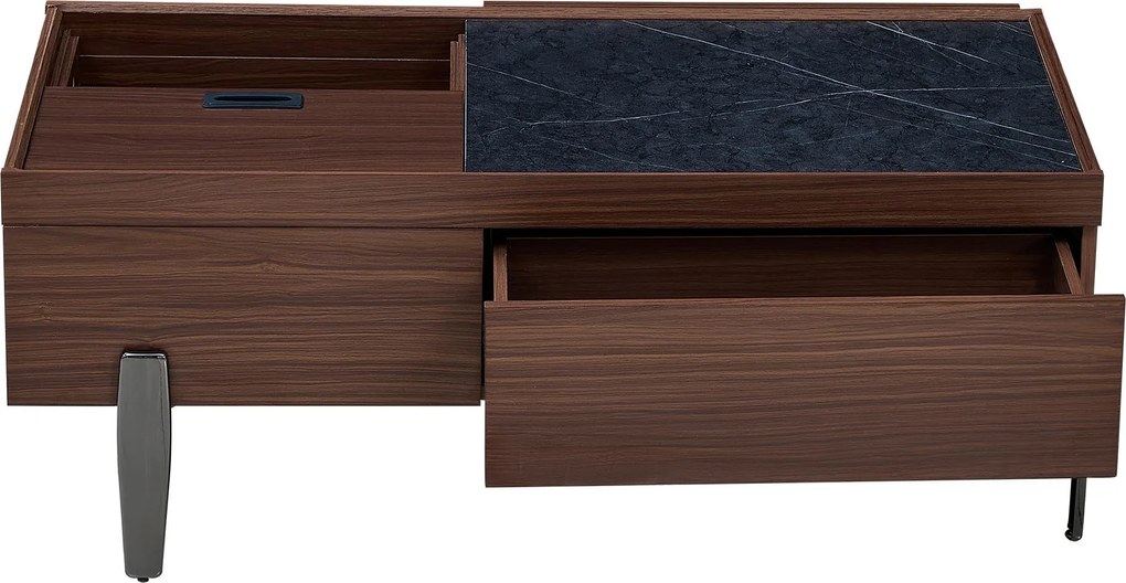 Masă de cafea modernă cu sertare și capac glisant, mult spațiu de depozitare, 105x50x41,5 cm, Maro