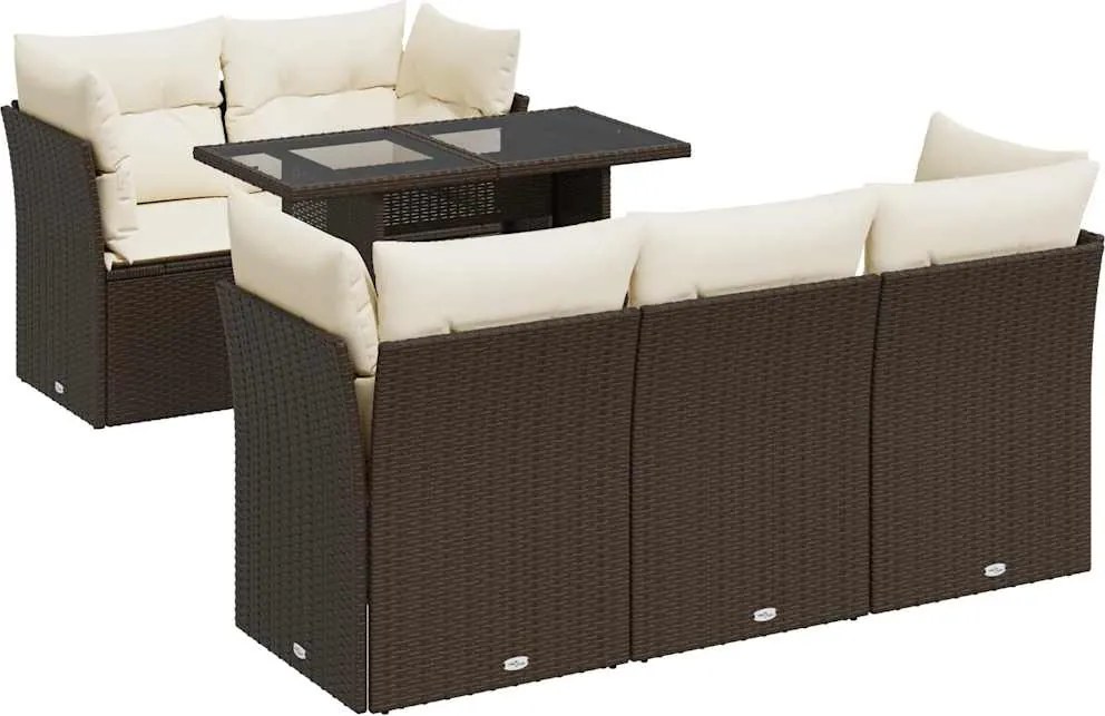 vidaXL Set canapele de grădină cu perne, 6 piese, maro, poliratan