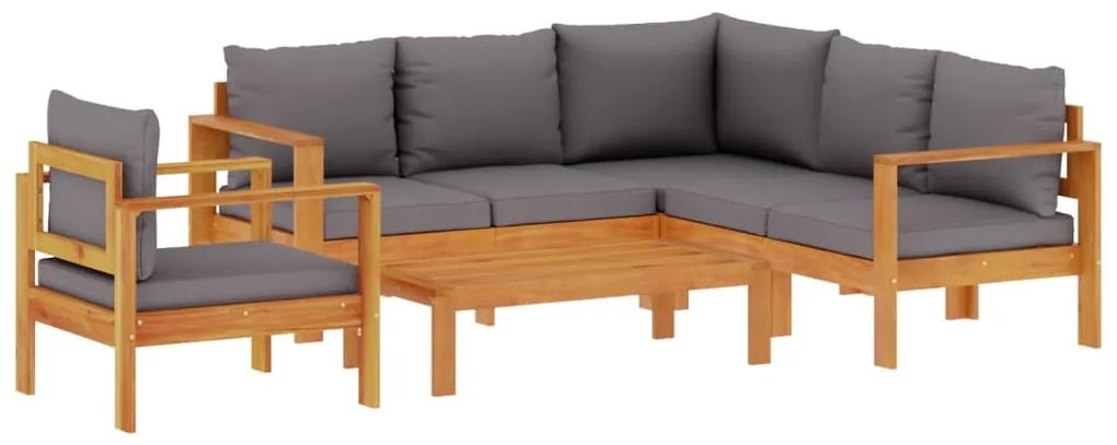 3214862 vidaXL Set de canapele de grădină cu perne, 5 buc., lemn masiv acacia