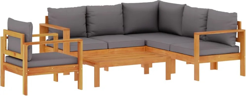vidaXL Set de canapele de grădină cu perne, 5 buc., lemn masiv acacia