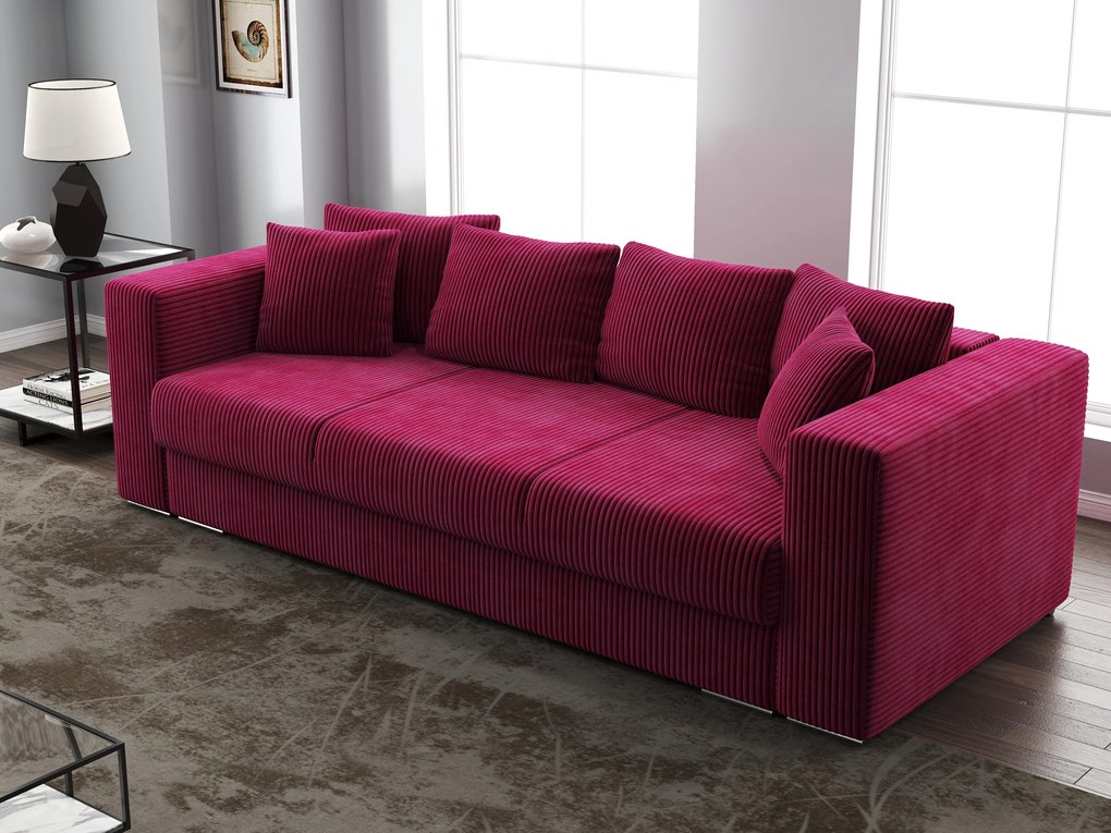 Canapea extensibilă dumonde cu ladă de depozitare si sezut confortabil din spuma high-density, Gloria Zoom Red 240x100 cm