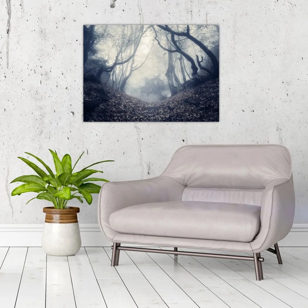 Tablou pe sticlă - Pădurea în ceață (70x50 cm)