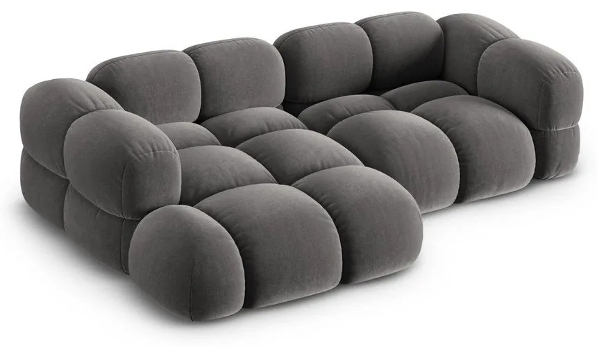 Colțar gri cu tapițerie din catifea (cu colț pe partea stângă/cu șezlong) Loretto – Cosmopolitan Design