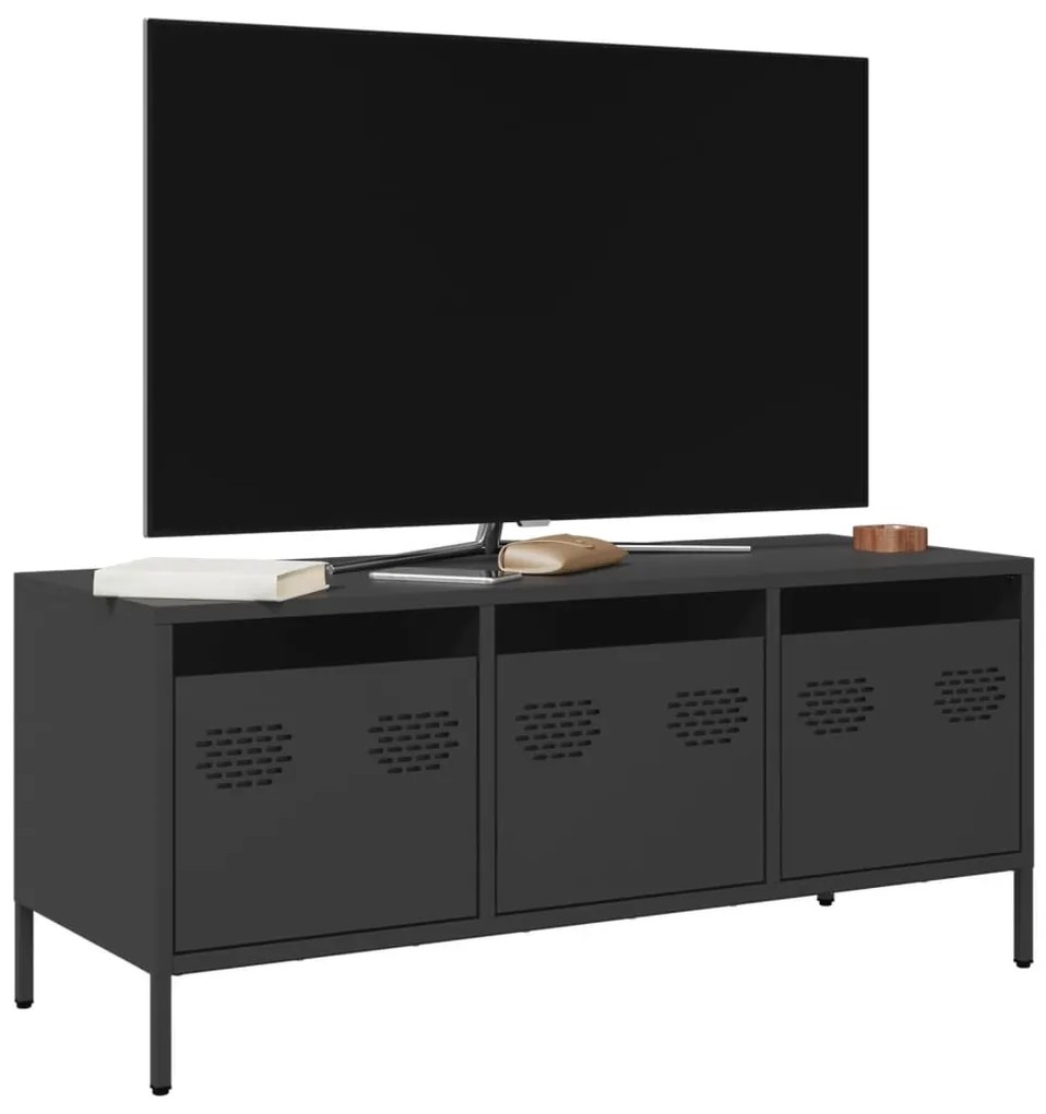 vidaXL Dulap TV, negru, 101,5x39x43,5 cm, oțel laminat la rece