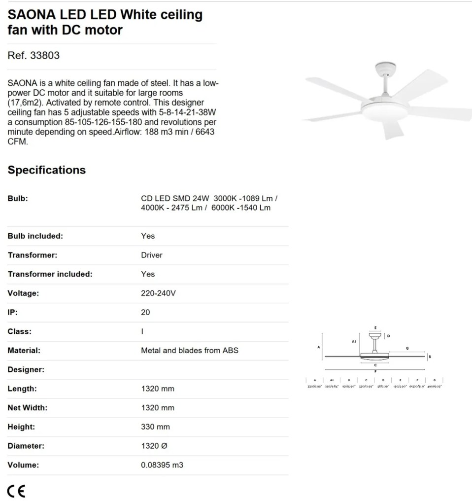 Lustra LED cu Ventilator si telecomanda design modern SAONA alb