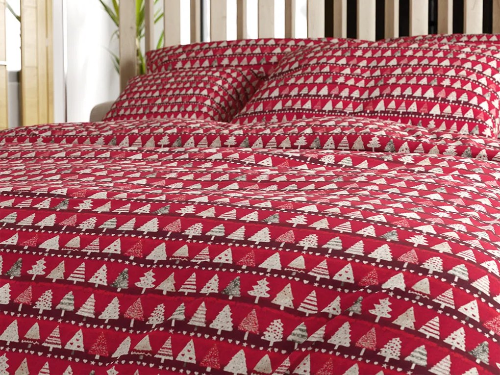 Lenjerie de pat din bumbac BURGUNDY TREES vinove Dimensiune lenjerie de pat: 2 buc 70 x 90 cm | 200 x 220 cm