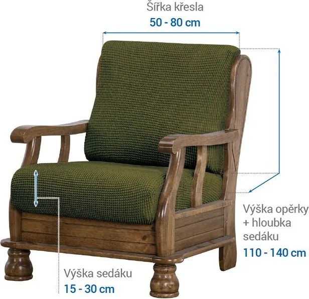 Nueva Textura Huse care se întind foarte bine NIAGARA verzi fotoliu cu manere de lemn (l. 50 - 80 cm)