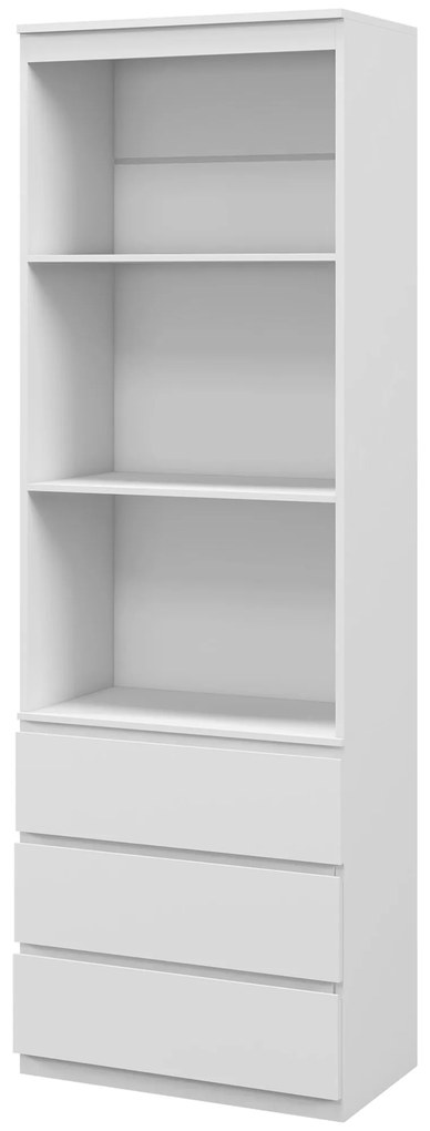HOMCOM Bibliotecă înaltă de 180 cm cu 3 rafturi și 3 sertare 60 x 35 x 180 cm din lemn alb | Aosom Romania