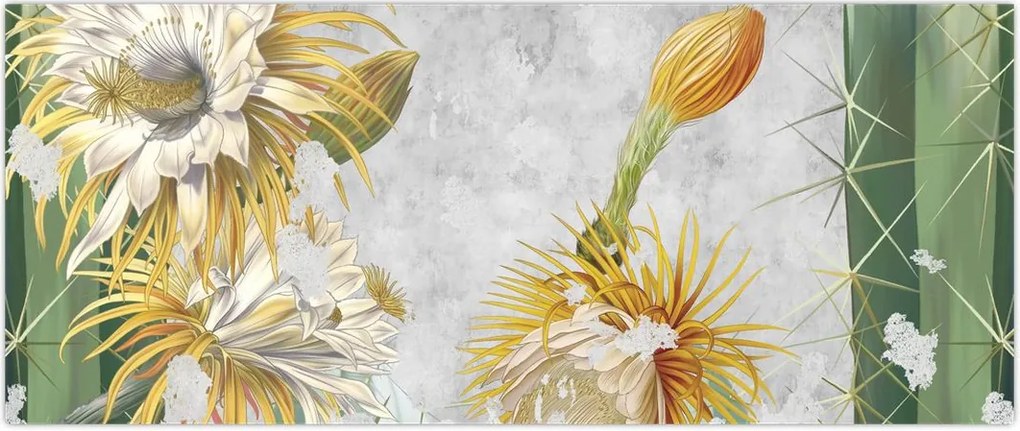 Tablou - Cactuși înfloriți, vintage (120x50 cm)