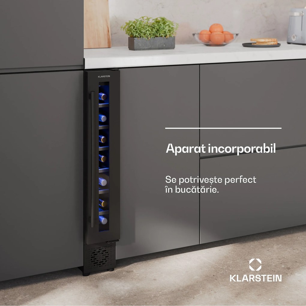 Klarstein Frigider pentru vin Vinovilla 7 Uno, 1 zonă de răcire, 7 sticle, rafturi din lemn, 5-18 °C