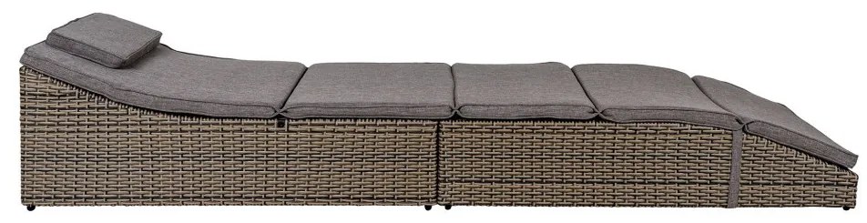 Șezlong Split, polyrattan, gri kubu, cu pernă