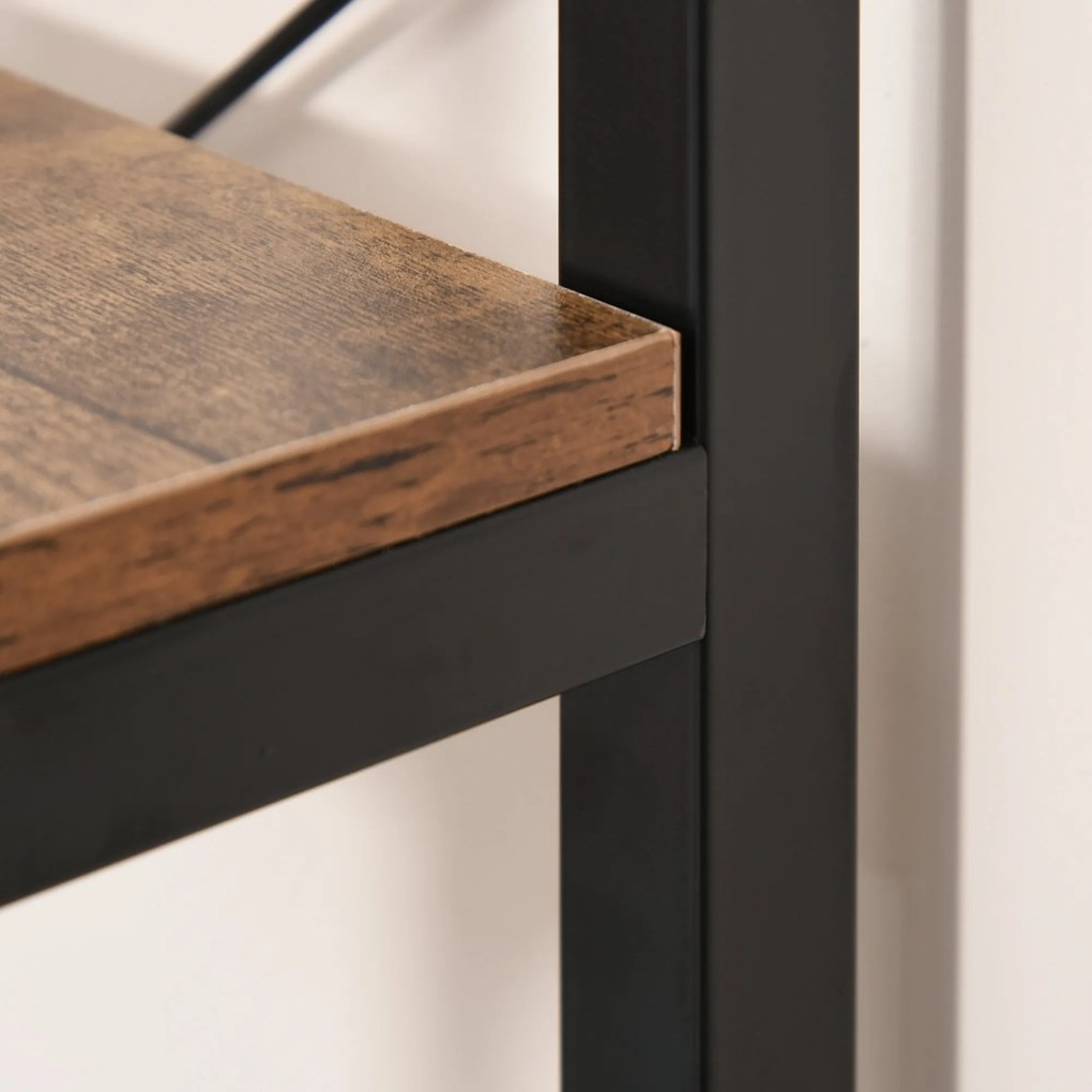 Biblioteca in Stil Industrial Vintage cu 6 Rafturi din Lemn si Metal Negru, 80x30x180cm HOMCOM | Aosom Romania