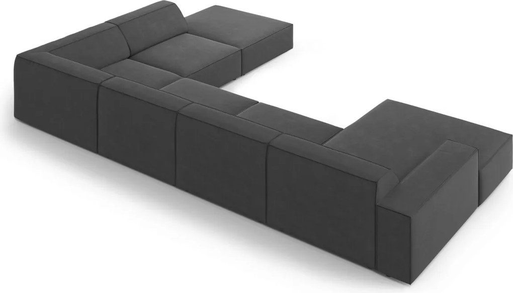 Coltar panoramic dreapta 7 locuri, Jodie, Micadoni Home, BL, 364x262x70 cm, catifea, gri