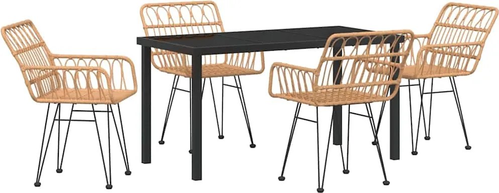 vidaXL Set de masă pentru grădină 5 pcs Maro Oțel vopsit electrostatic